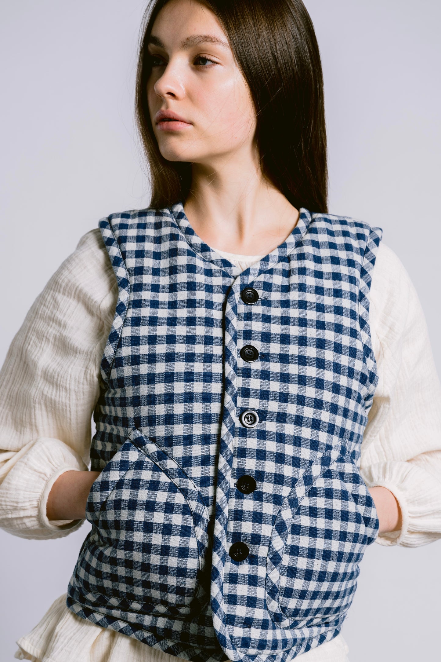 Palit Loone vest gingham (Cobalt)