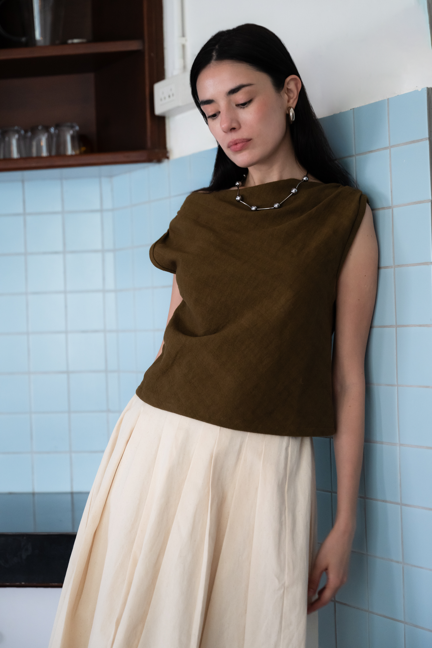 Palit Amie top open shoulder (Olive green)