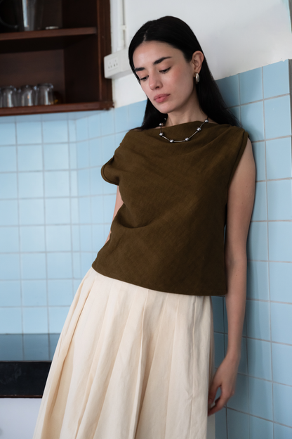 Palit Amie top open shoulder (Olive green)