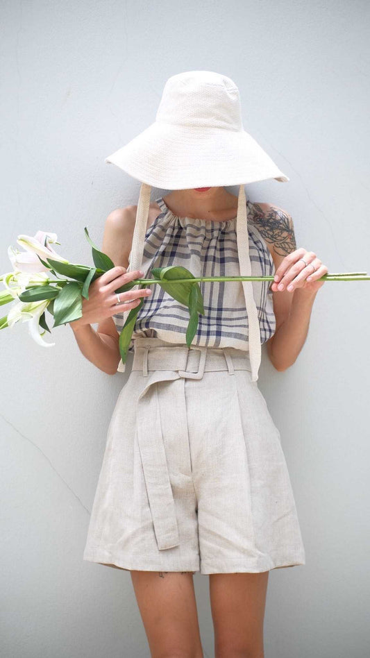 Palit Linen belt shorts (Beige)