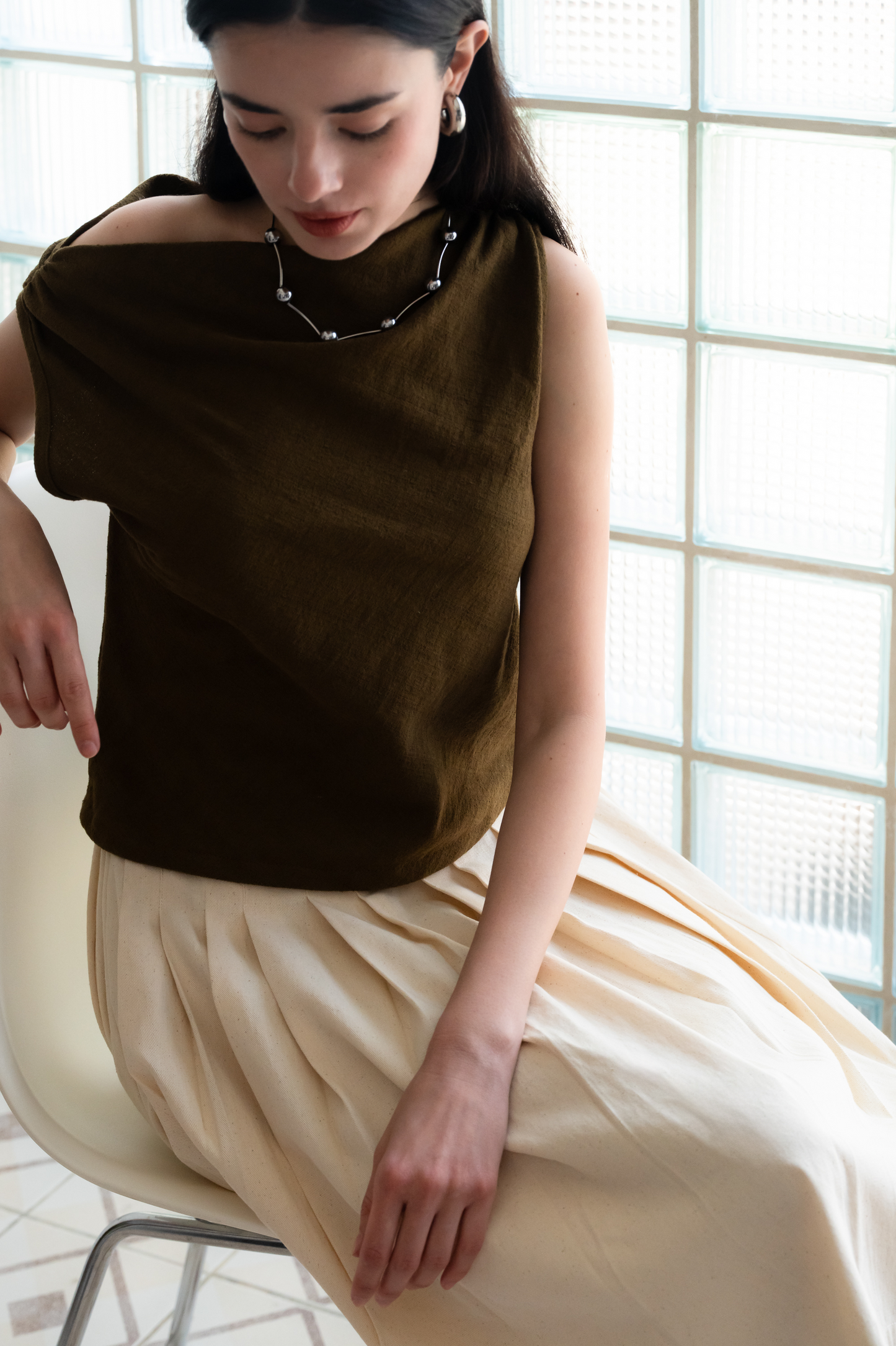 Palit Amie top open shoulder (Olive green)