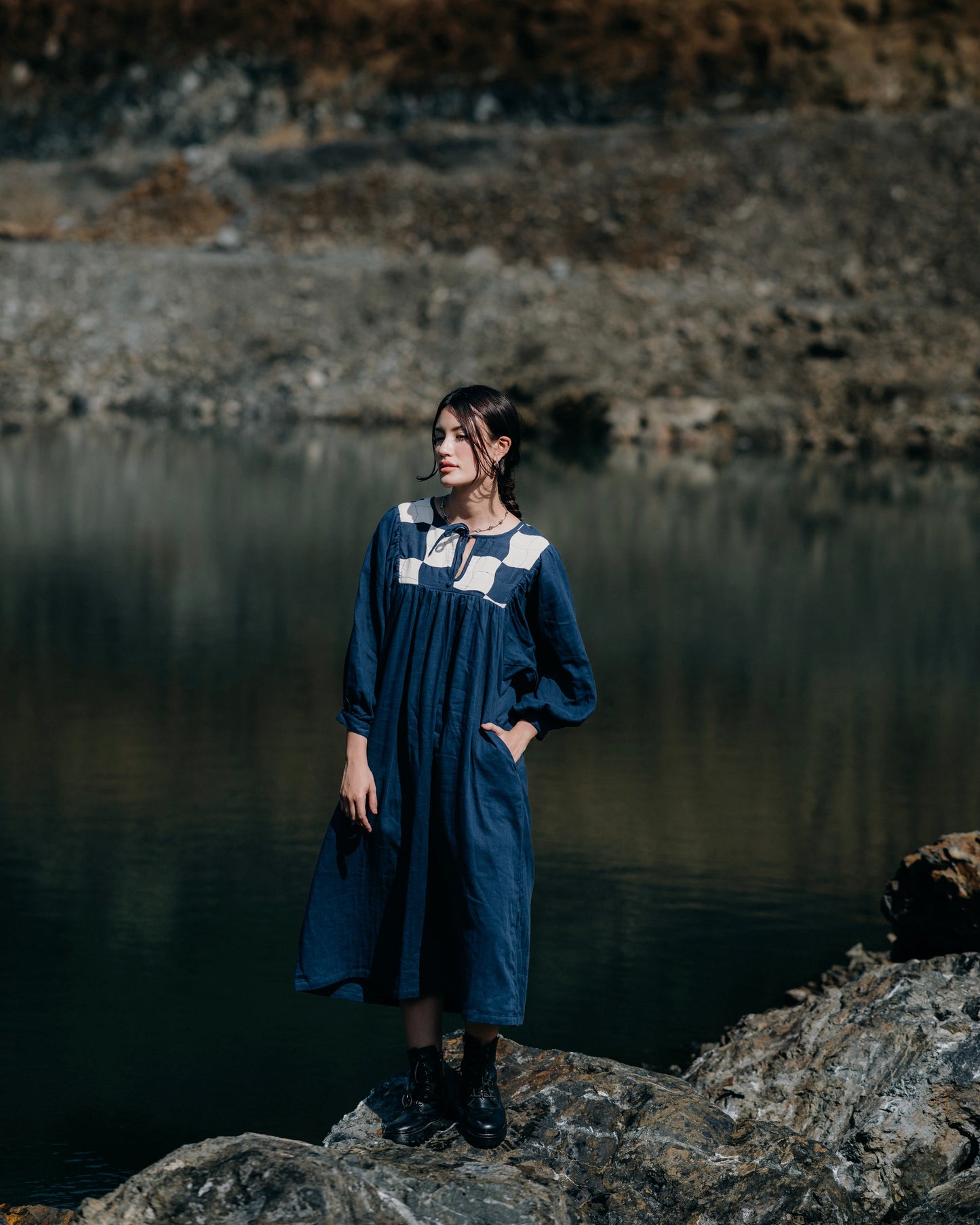 Palit Merlin dress (Navy blue-White)