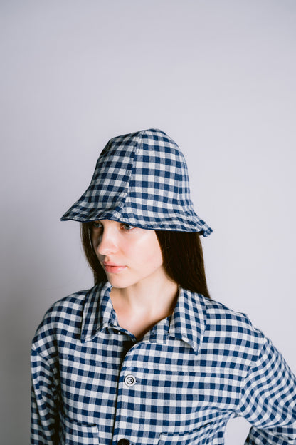 Palit Cotton gingham hat (Cobalt)