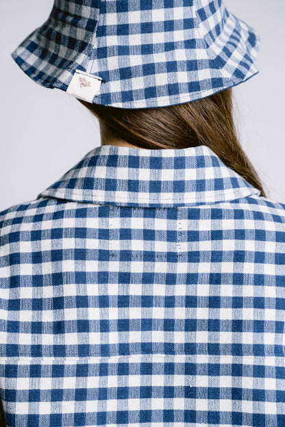 Palit Cotton gingham hat (Cobalt)