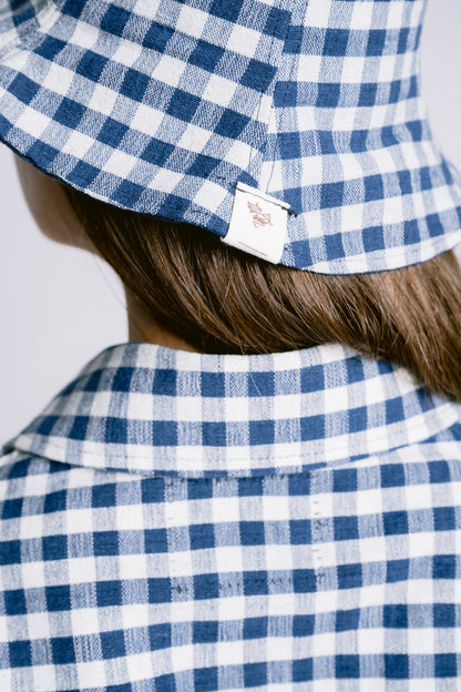 Palit Cotton gingham hat (Cobalt)
