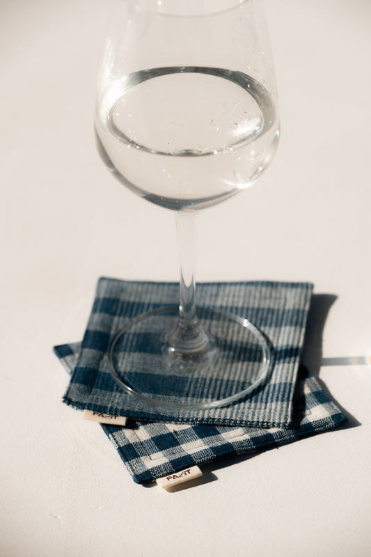 Palit Coasters Cobalt/Gingham (Set of 4)