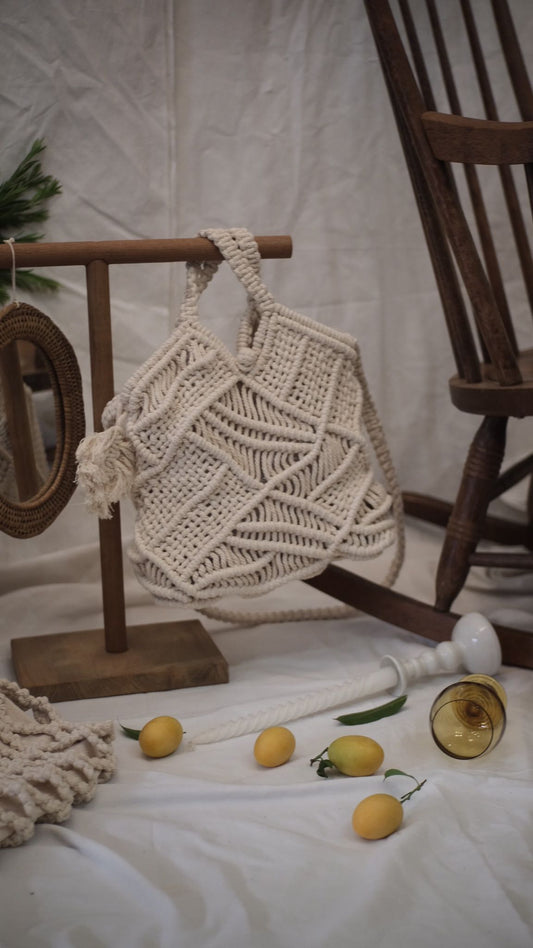 Palit Macrame basket bag (White rope)